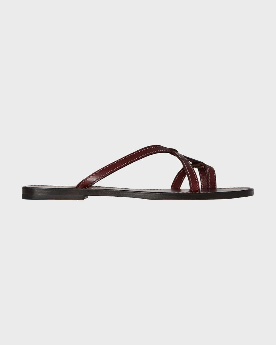 Link Leather Toe-Loop Slide Sandals